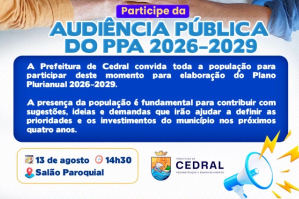 Participe da Audiência Pública do PPA 2026–2029